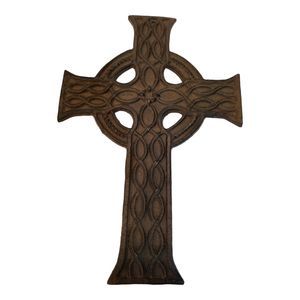 Celtic Cross Iron Brown Patina 10.8" x 6.9 " Wall Hang Christian  Religion Faith